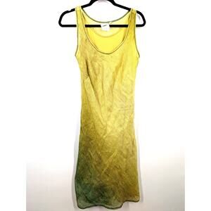 Nurture Women SZ S Casual Summer Tank Linen Yellow Green Ombre Midi Dress